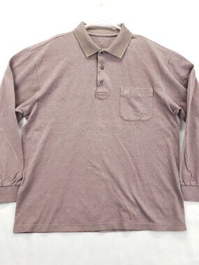 Daks London Polo Shirt Mens Large Peach Long Sleeve Golf Performance Pullover